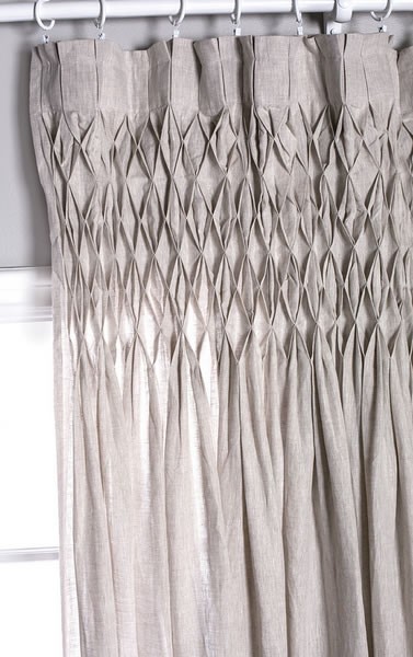 Smocked Curtain Pom Pom Linen Voile