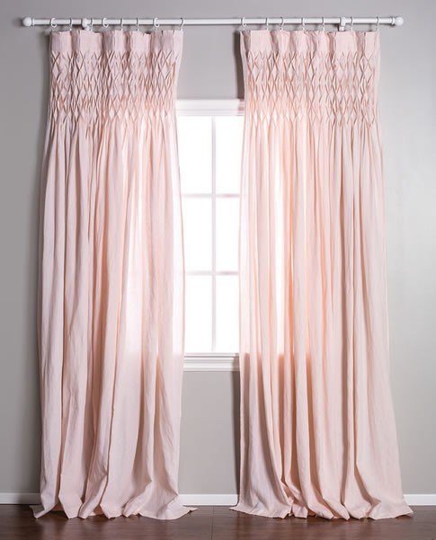 Smocked Curtain Pom Pom Linen Voile