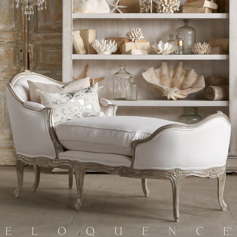 Eloquence Marie Antoinette Weathered White Chaise For A Detailed View