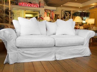 White denim shop sofa