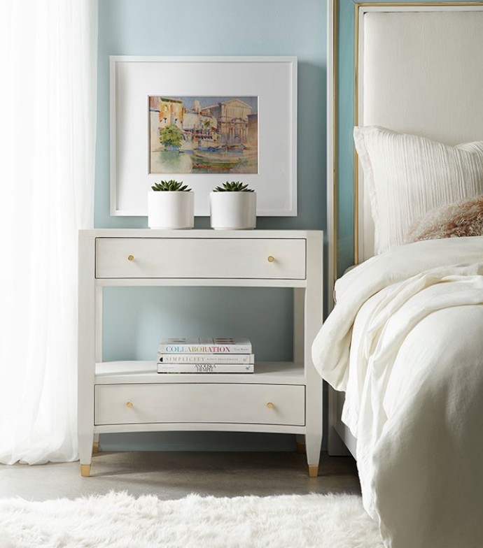 Modern History White Linen Nightstand