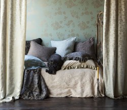 Bella Notte Adele Sham with Silk Velvet Piping (top of bed)