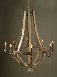 Wine Barrel Chandelier - 8 Candles