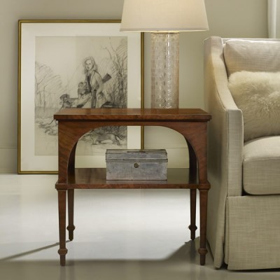 Classical End Table With Shelf-Walnut